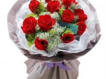台州鲜花-送恋人：化为相思——11朵顶级红玫瑰，搭配黄莺满天星点缀